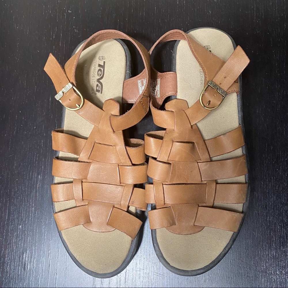 Teva Weaver Fisherman Brown Leather Strappy Sandal